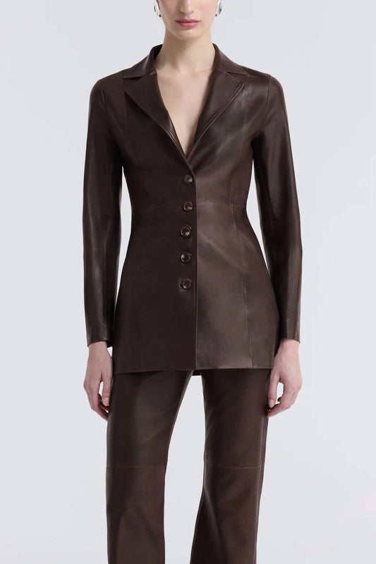 Monica Fitted Leather Blazer