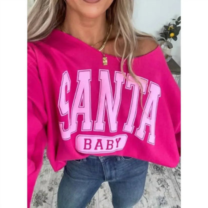 Birdie - Women's Santa Baby Off Shoulder Sweatshirt - Rack Hunt