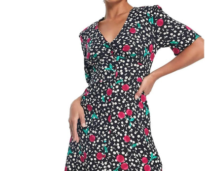 Nobody's Child - Cherry Short Sleeve Button Front Mini Dress - Rack Hunt