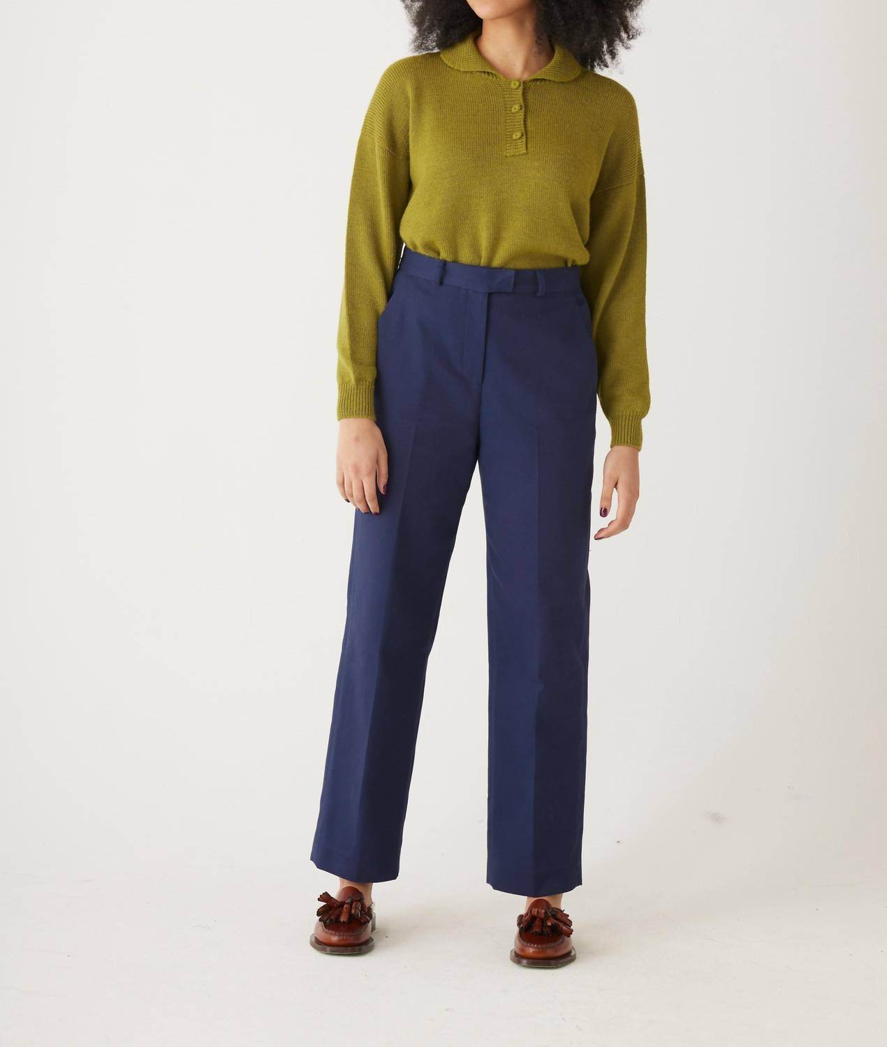 Rose Velvet - Piper Cotton Twill Full Length Pants - Rack Hunt -