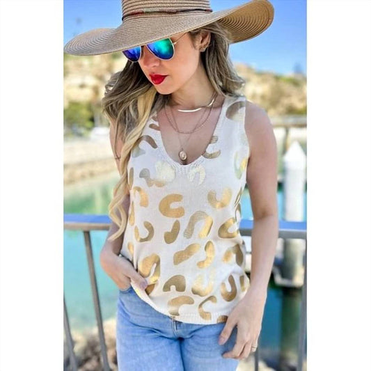 Leopard Knit Scoop Neck Tank Top