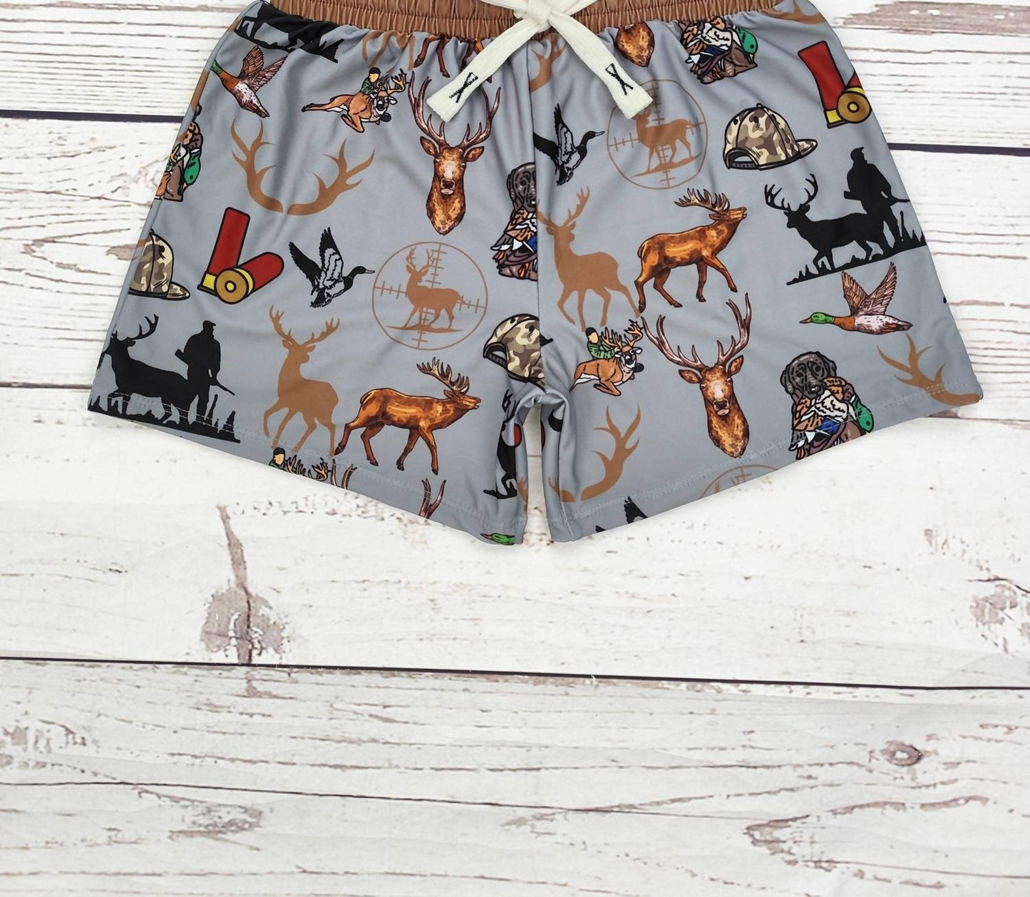 Boy's Deer Printed Beach Shorts