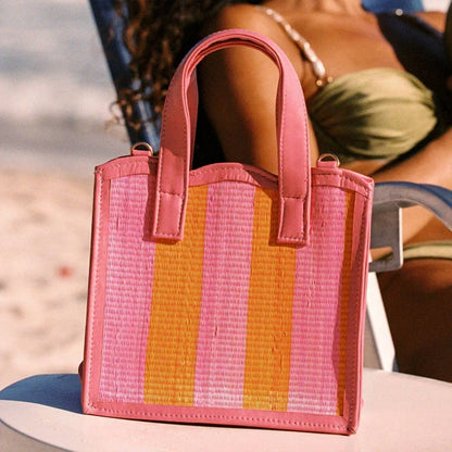 Women's Nina Straw & Leather Tote Bag
