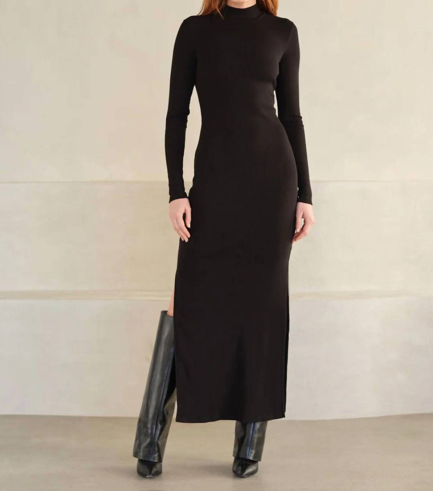 Luxrib Mock Neck Dress