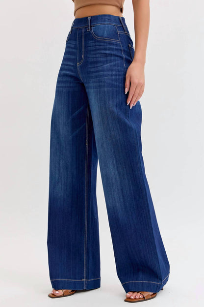 Renae High Rise Pull-on Wide Leg Jeans