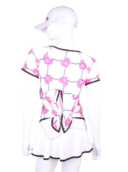 Love Love Tennis - Women's Tie Back Short Sleeve Tennis Tee - Rack Hunt