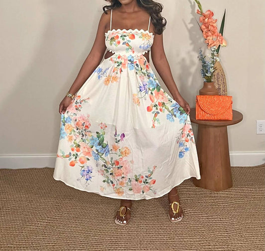 Botanical Bliss Floral Print Midi Dress
