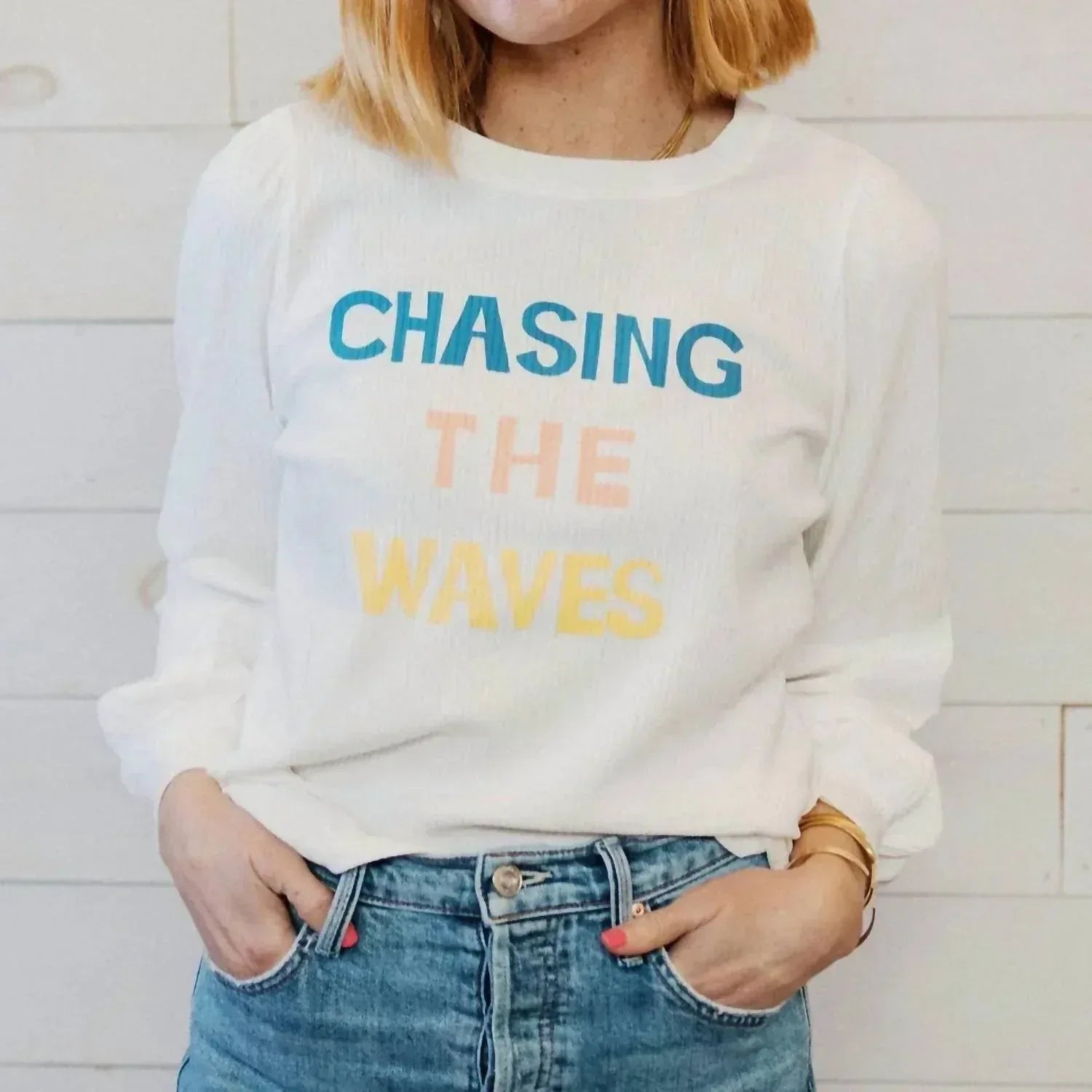 Boathouse Mercantile - Chasing The Waves Ribbed Long Sleeve Top - Rack Hunt