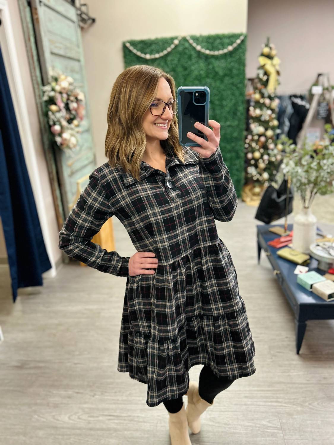 Plaid Midi Dress
