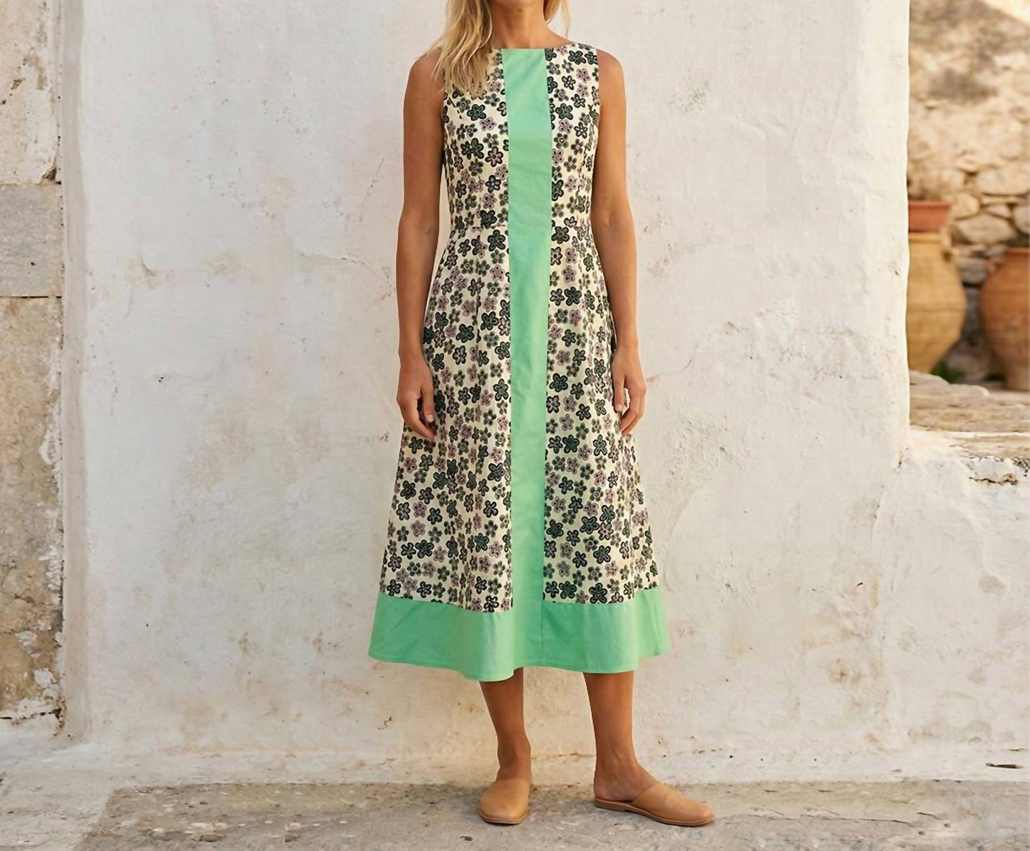 Colorblock Sleeveless Midi Dress