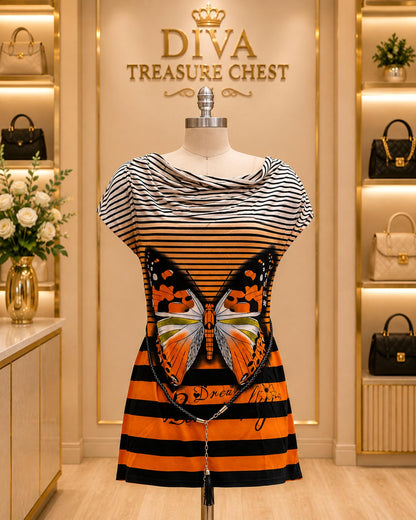 Women's Belted Cowl Neck Tunic Top