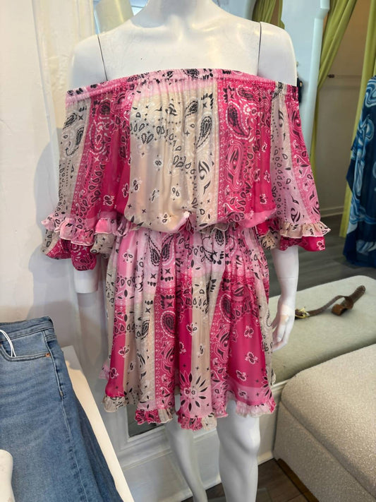 Off The Shoulder Bandana Print Mini Dress