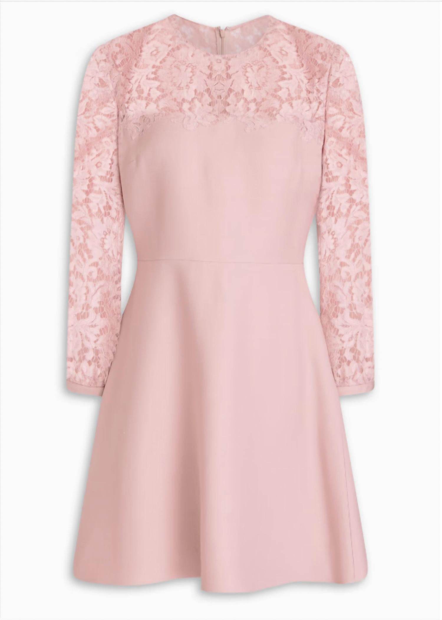 Valentino - Corded Lace Paneled Crepe Mini Dress - Rack Hunt