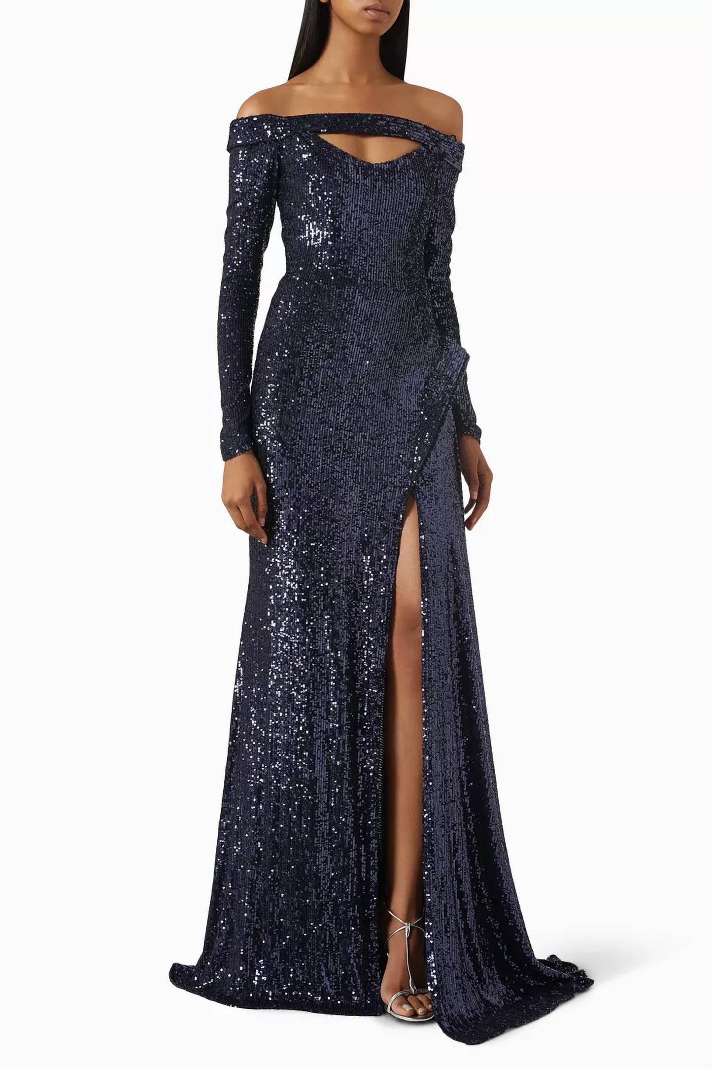 Off-shoulder Long Sleeve Gown