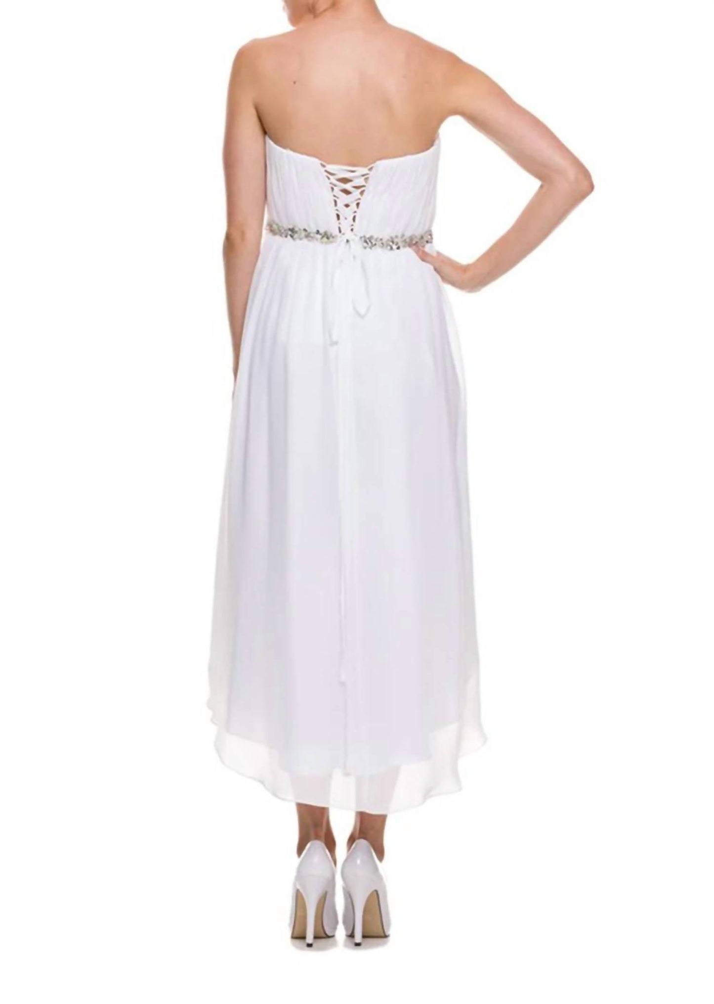 Straight Neckline High Low A-line Prom Dress