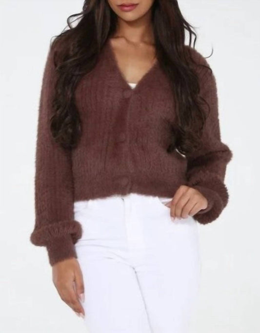 Fuzzy Button Cardigan Sweater