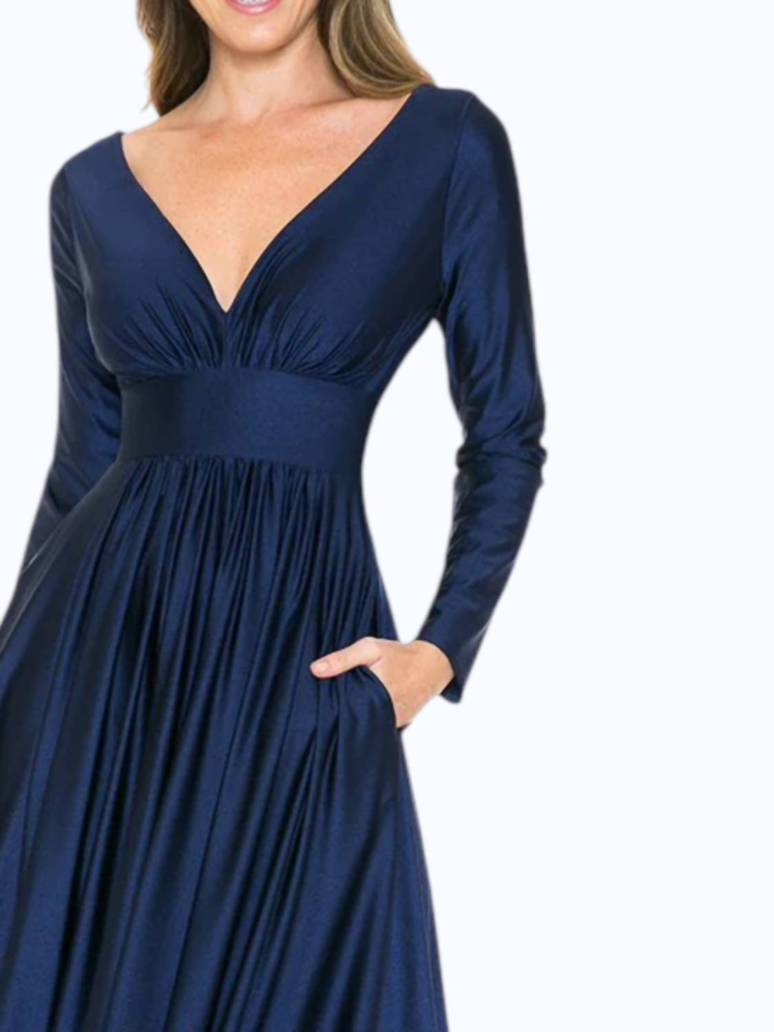 Stretchy Long Sleeve Mother Of The Bride Formal Gown