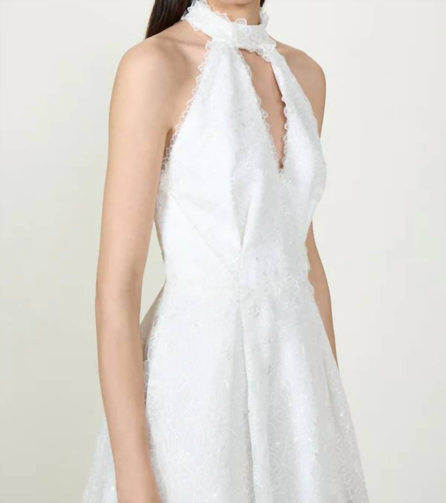 Lavinia Embroidered Organza Halter Neck Midi Dress