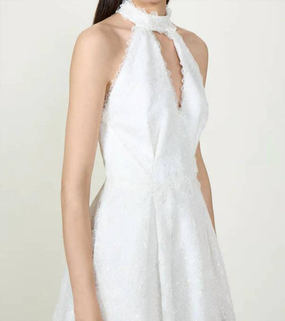 Lavinia Embroidered Organza Halter Neck Midi Dress