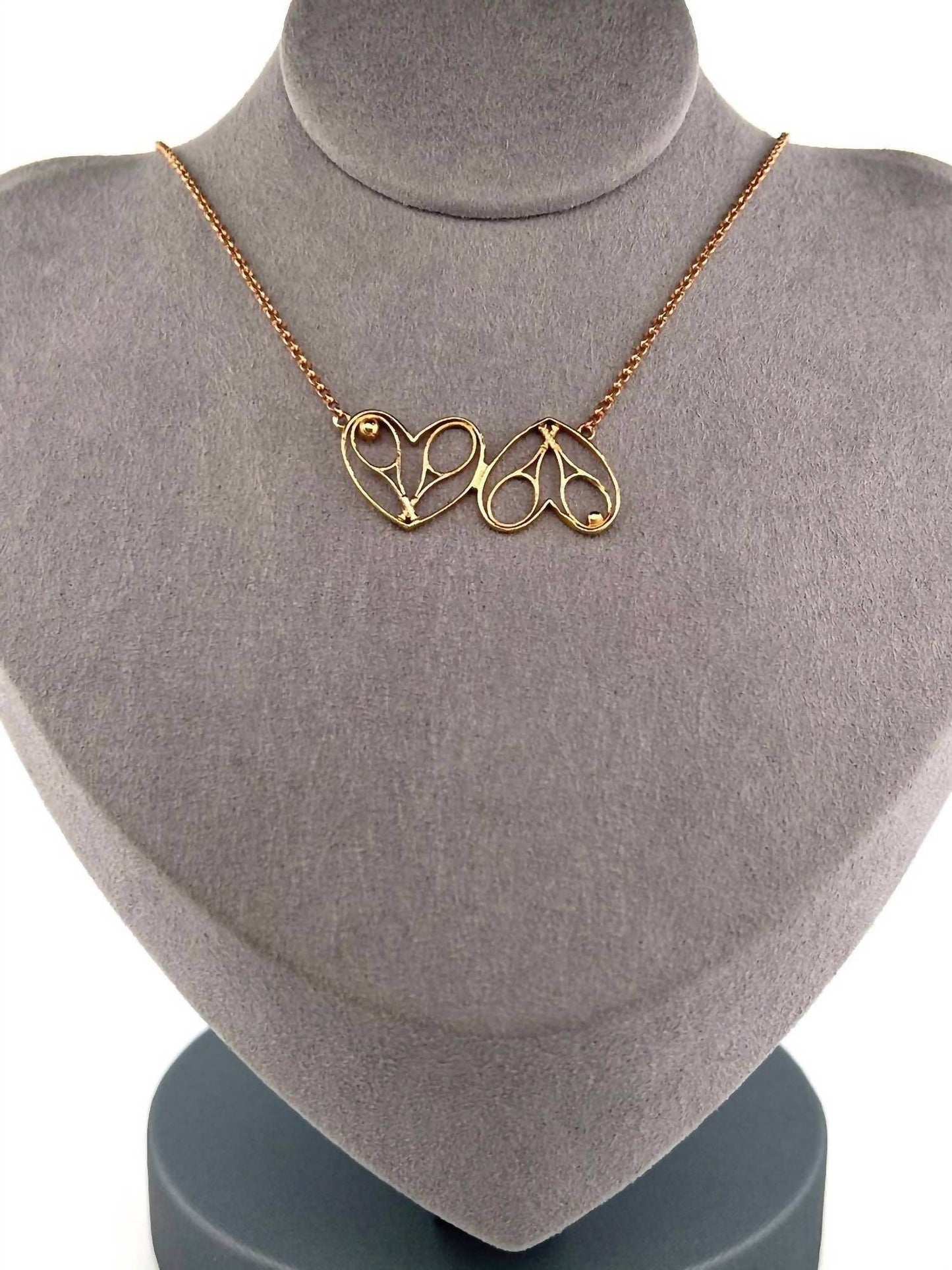 Love Love Tennis - Women's Double Heart Rackets Tennis Necklace - Rack Hunt