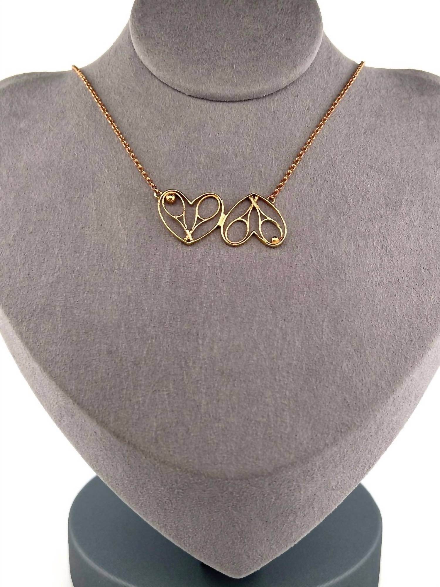 Love Love Tennis - Women's Double Heart Rackets Tennis Necklace - Rack Hunt