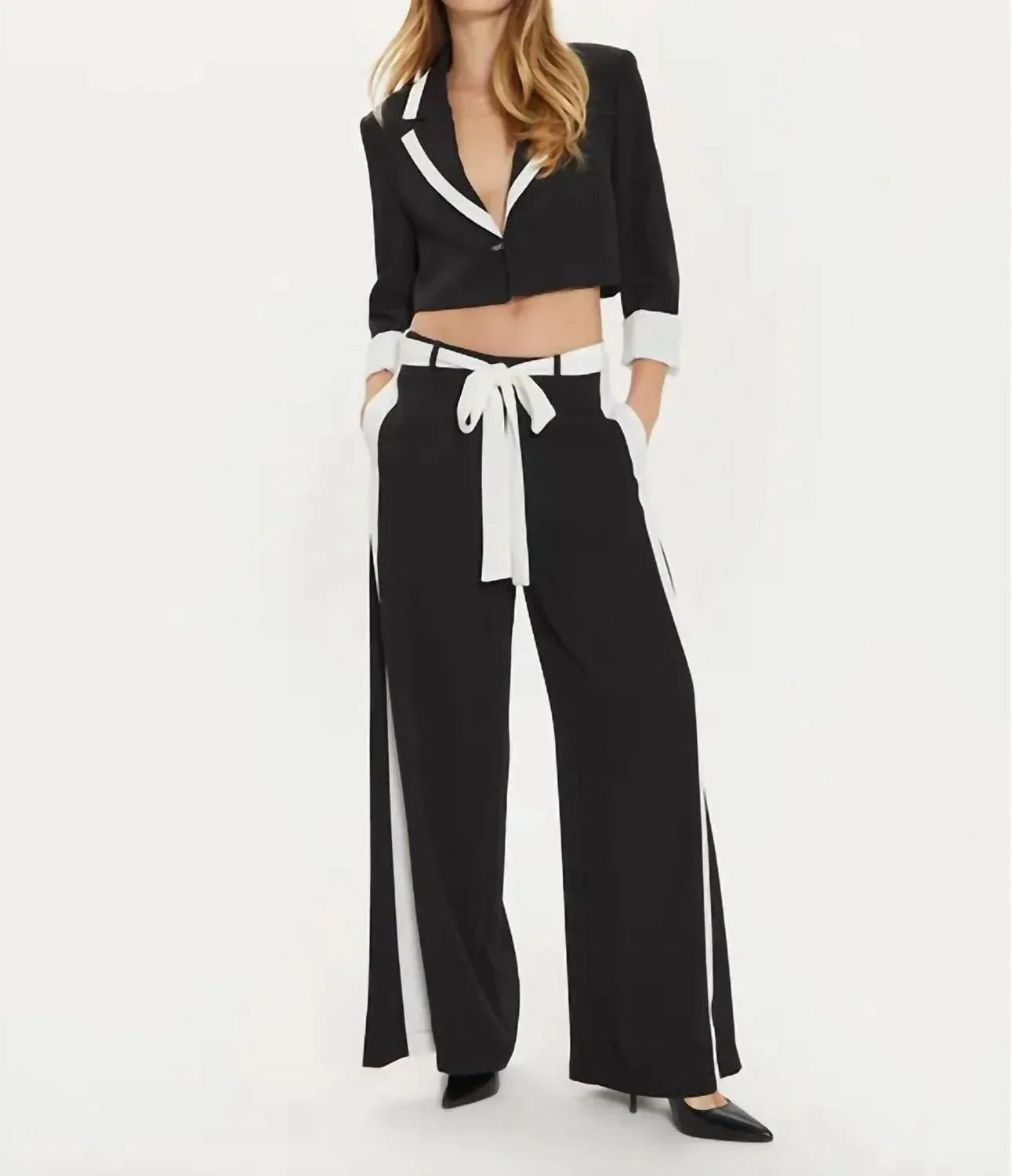 Imperial - Side Contrast Stripe Belted Pants - Rack Hunt
