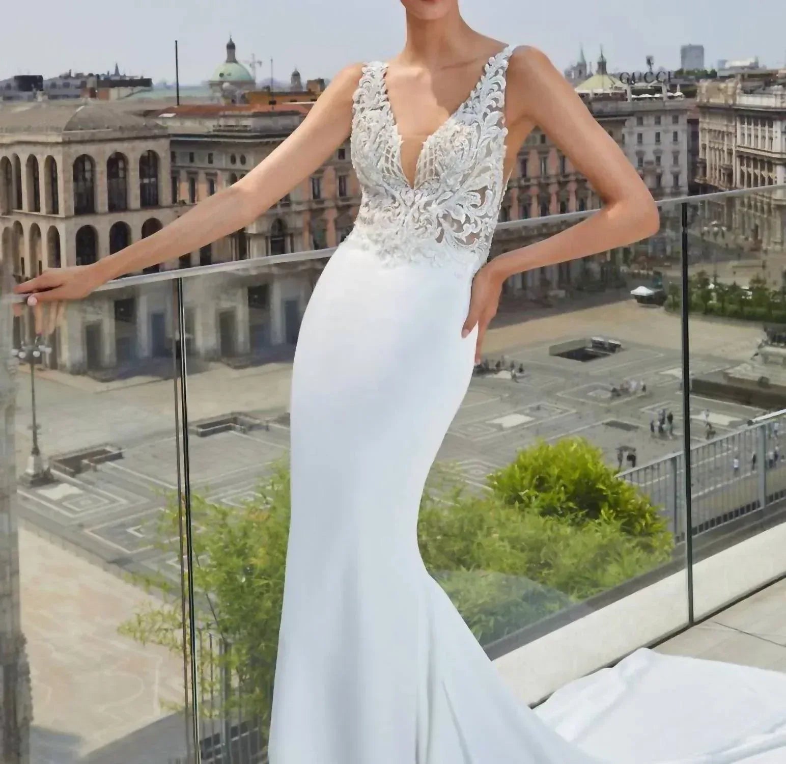 Demetrios - Applique Plunge Gown - Rack Hunt