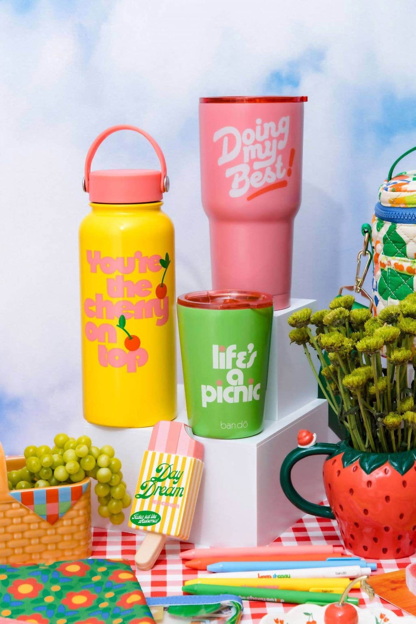 Ban.do - Unisex Cherry On Top Stainless Steel Water Bottle - Rack Hunt -