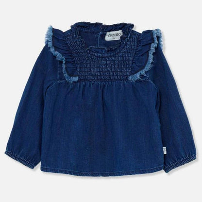 Girl's Herringbone Denim Blouse