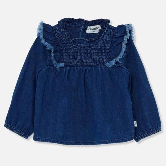 Girl's Herringbone Denim Blouse