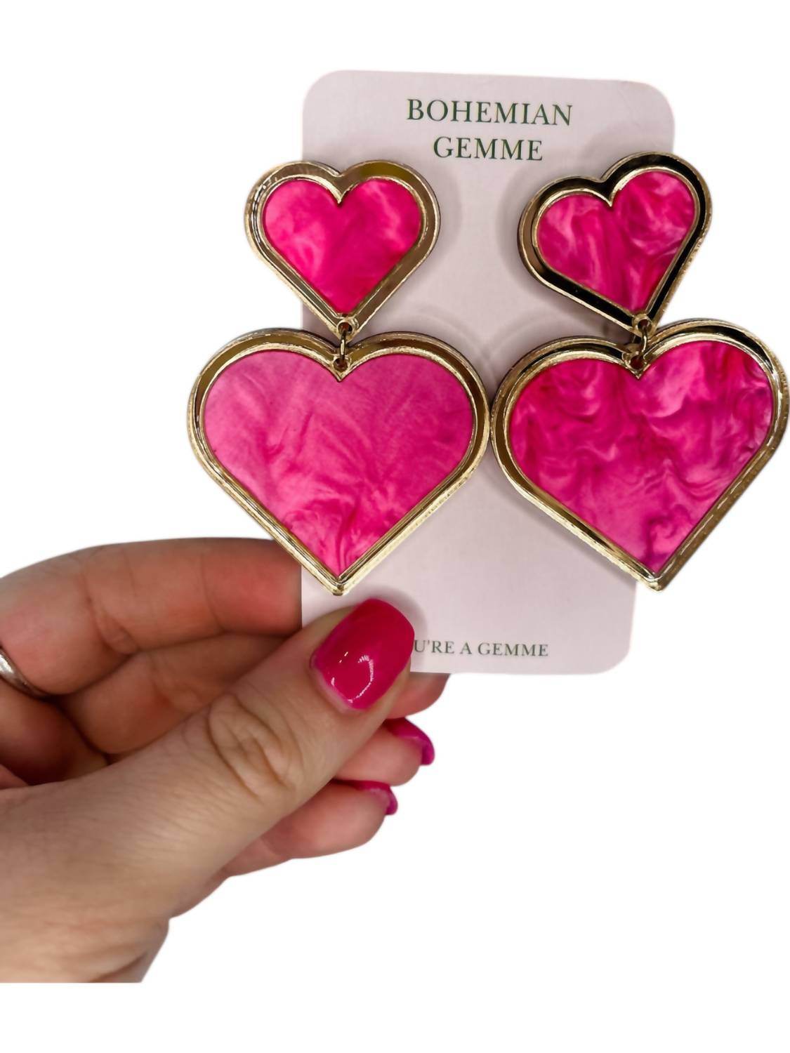 Bohemian Gemme - Women's Satin Heart Earrings - Rack Hunt -