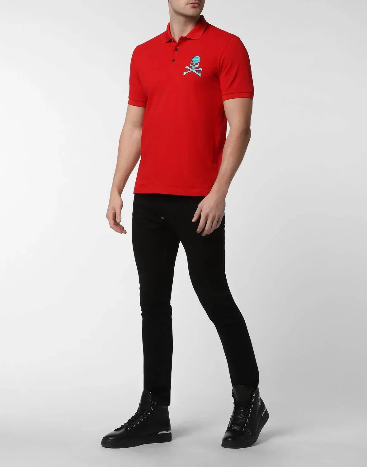 PHILIPP PLEIN - Embroidered Skull Bones Graphic Polo Shirt - Rack Hunt