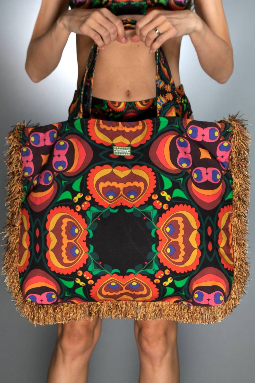 Women's Psychedelic Cotton Canvas Tote