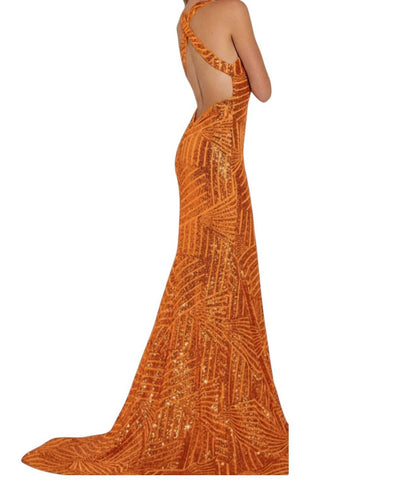 Sequin V-neck Evening Dress