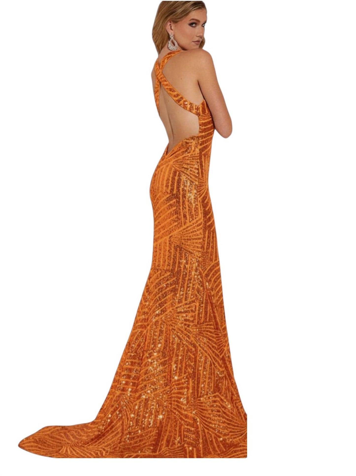 Sequin V-neck Evening Dress