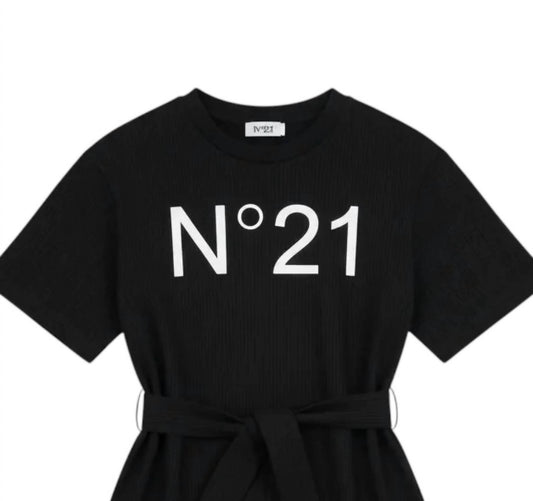 Girls Logo T-shirt Dress With Tie Belt