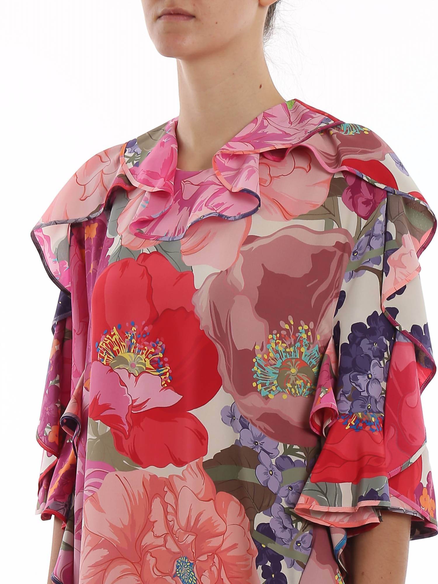 Valentino - Floral Silk Flounced Dress - Rack Hunt