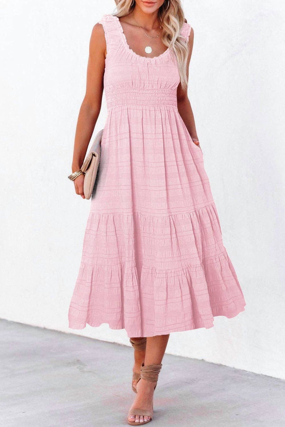 Shirred Midi Dress