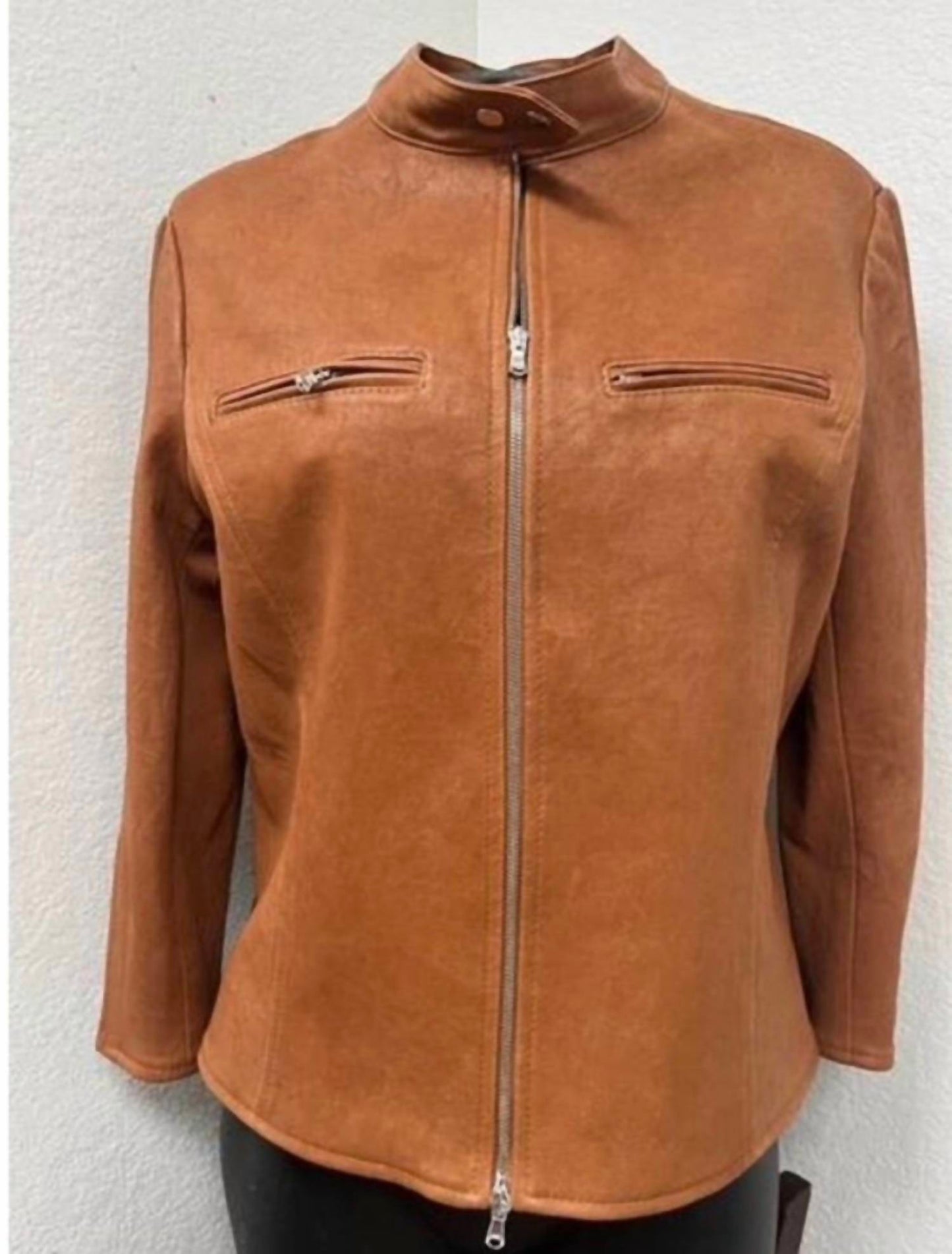 Zip Sleeve Moto Cross Leather Jacket