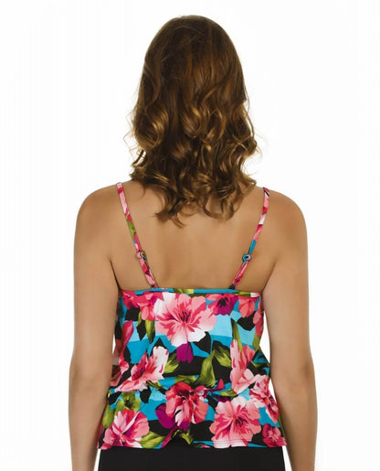 Caribbean Joe - Tie Blouson Underwire Tankini Top - Rack Hunt
