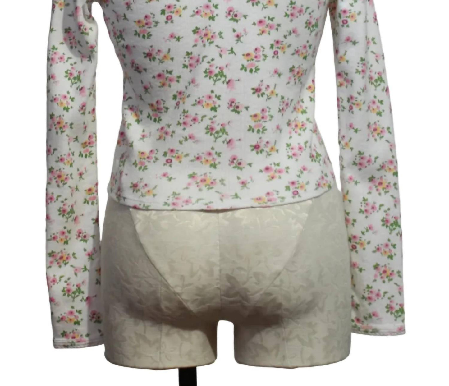 Women's Floral Pointelle Long Sleeve Crop Cardigan