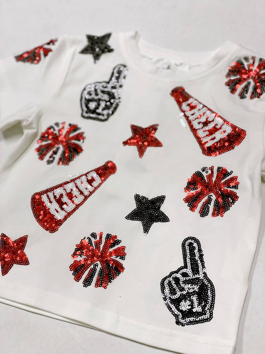 Girls Sequin Gameday Cheer Tee