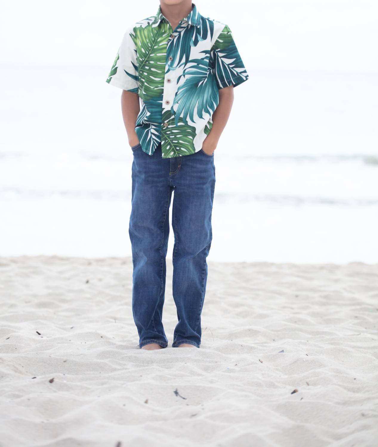 Boys Monstera Short Sleeve "kalani" Aloha Shirt