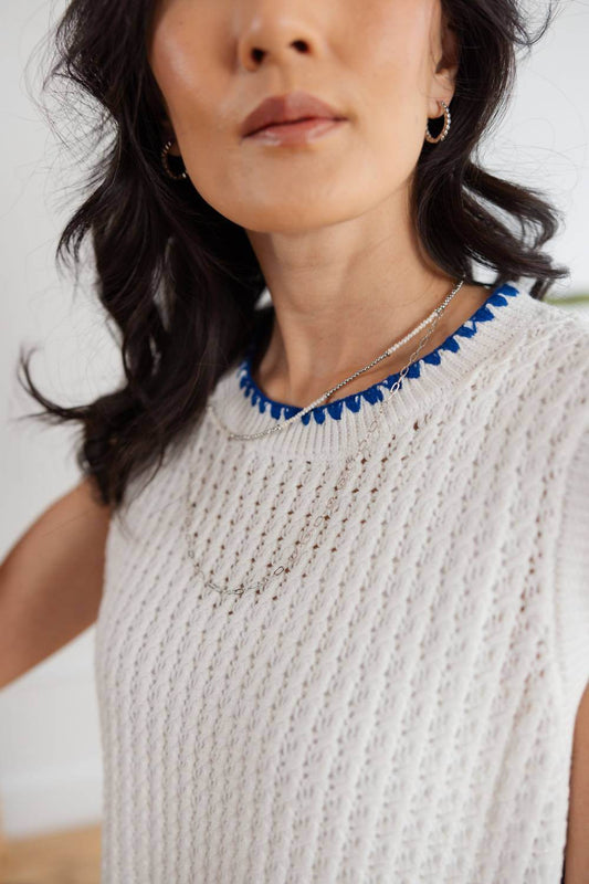 Mac & Me - Boarder Crochet Sleeveless Sweater - Rack Hunt