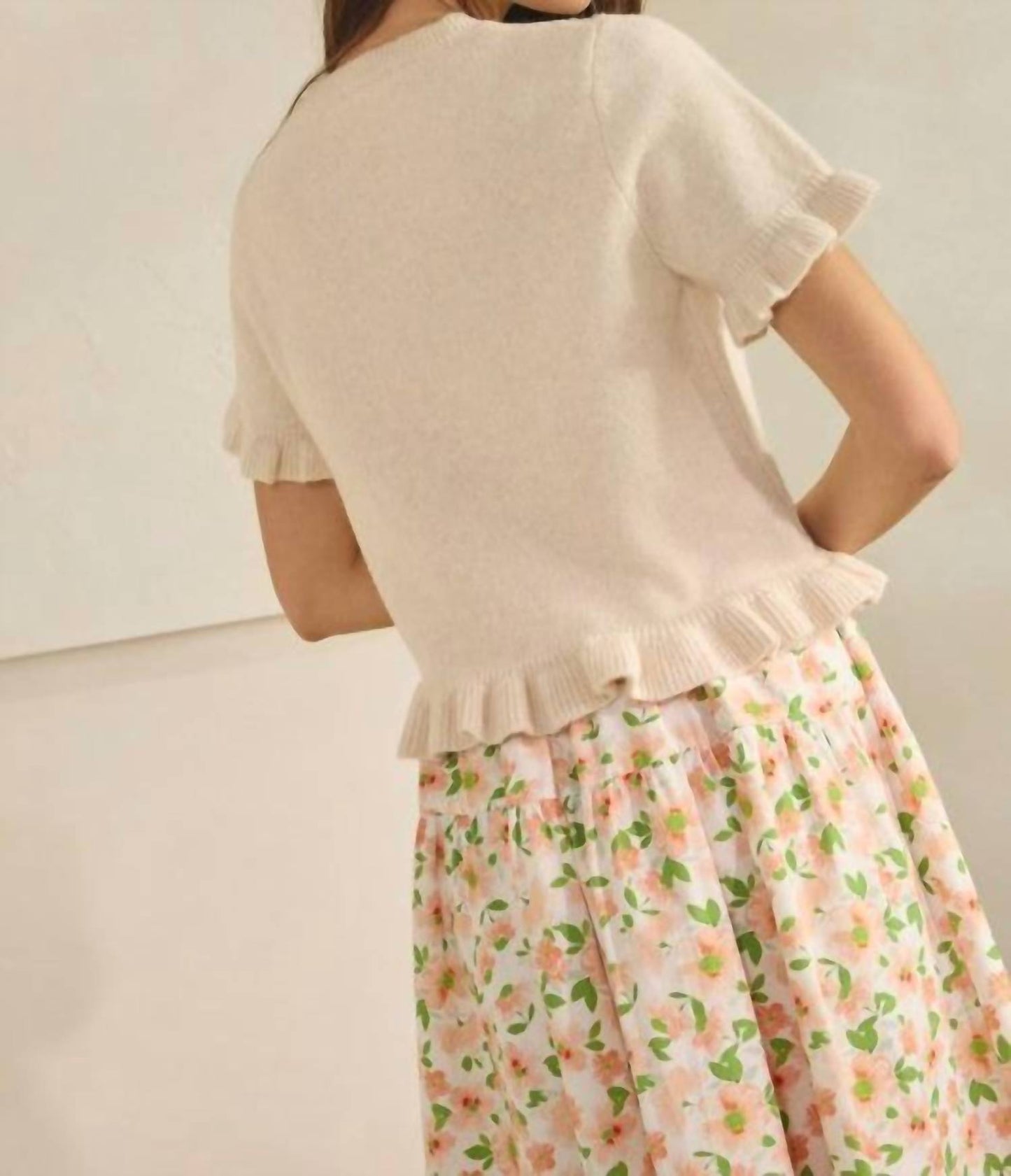 Ave Ruffle Wave Hem Knit Sweater