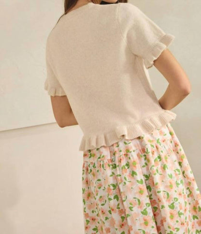 Ave Ruffle Wave Hem Knit Sweater