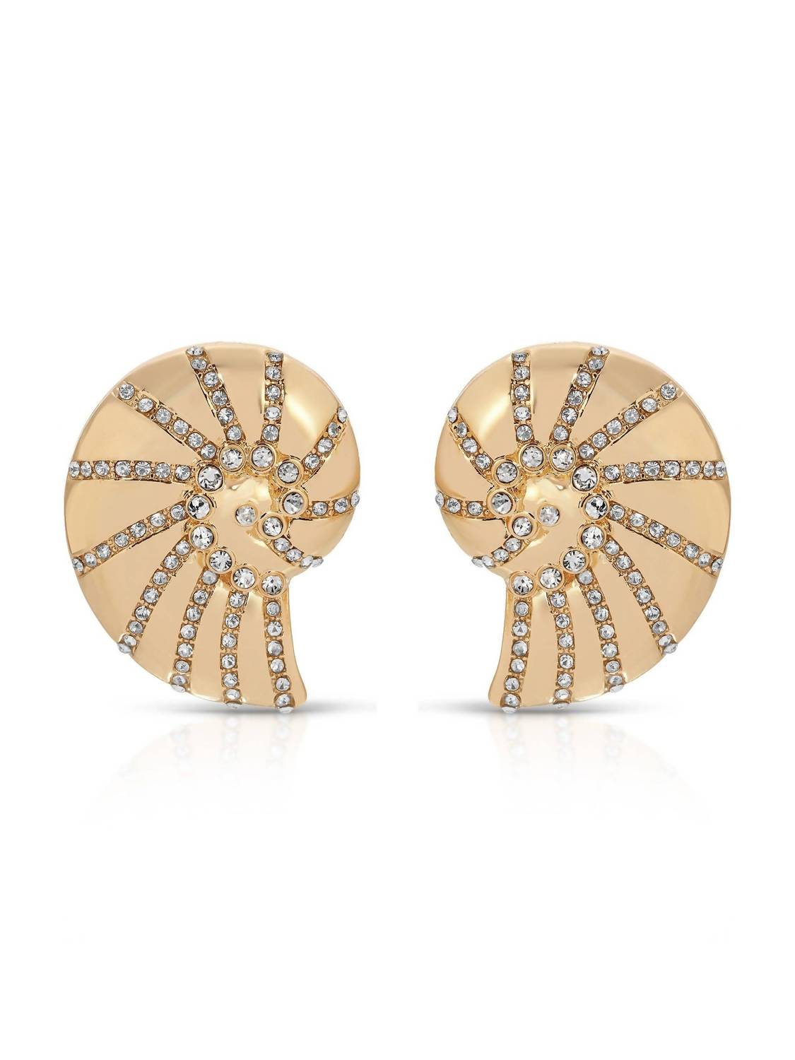 Crystal Studded Nautilus Shell Earrings