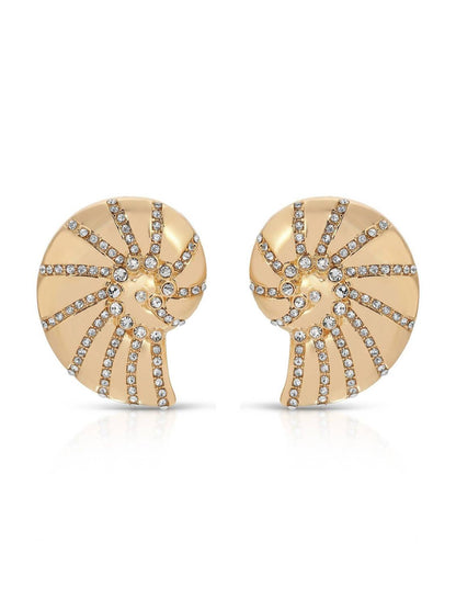 Crystal Studded Nautilus Shell Earrings