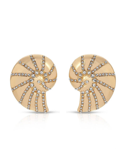 Crystal Studded Nautilus Shell Earrings