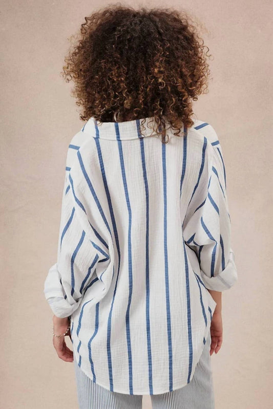 Striped Gauze Button Down Shirt